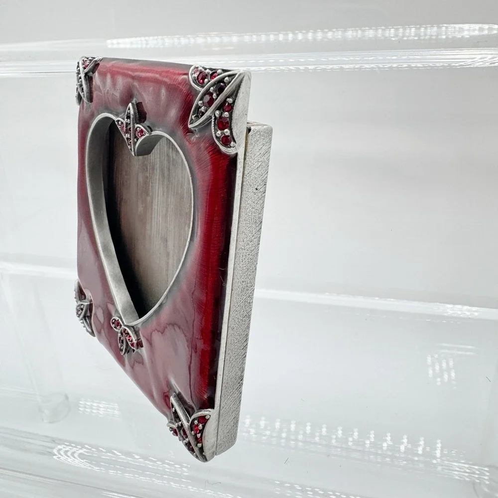 Jay Strongwater Red Enameled Mini Picture Frame Heart Square 3